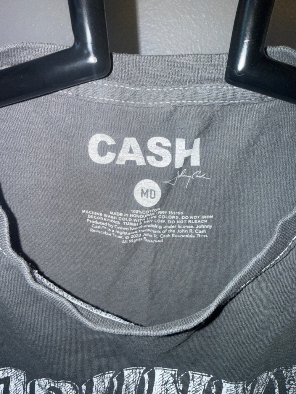 Ash Black Johnny Cash Graphic Tee with Red Roses - Picture 2 of 5